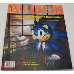 Rare SONIC THE HEDGEHOG Sega Wired Magazine Cover blue nose cover 90s vintage